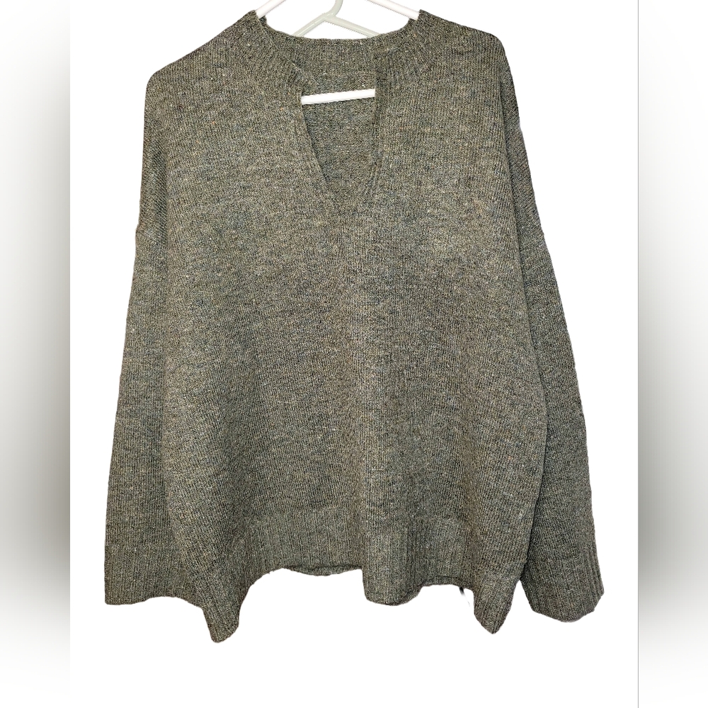 Max Studio Marled Moss Split Neck Pullover Sweater Style# 4707390 Size 3X